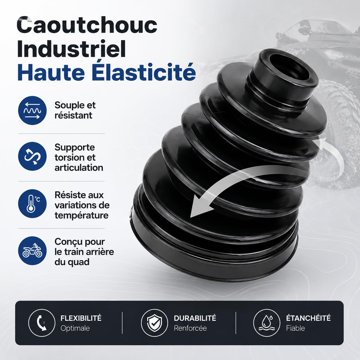 Kit Botte Cardan Arrière Intérieur Extérieur Manchon Caoutchouc Transmission Soufflet de Cardan Universel OE 705500953 705500855 Accessoire Transmission pour Quad 500 650 800 4X4