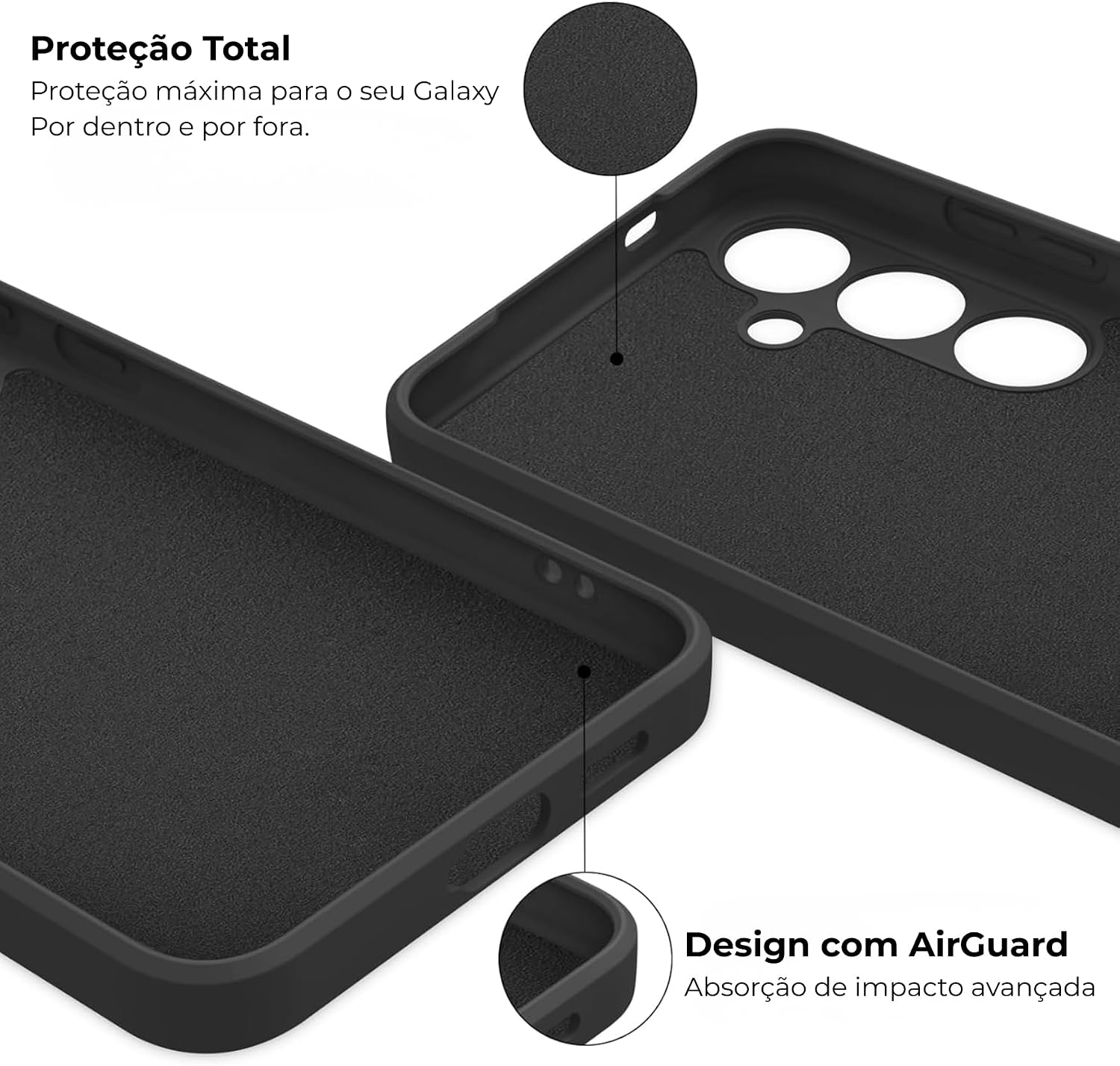 Capa para Samsung [Galaxy S25+ PLUS] Capinha Premium Ultra Slim Case com Proteção de Camera, Anti Impacto e Resistente, Anti Riscos, Leve, Aveludada e Design Elegante (Preto)