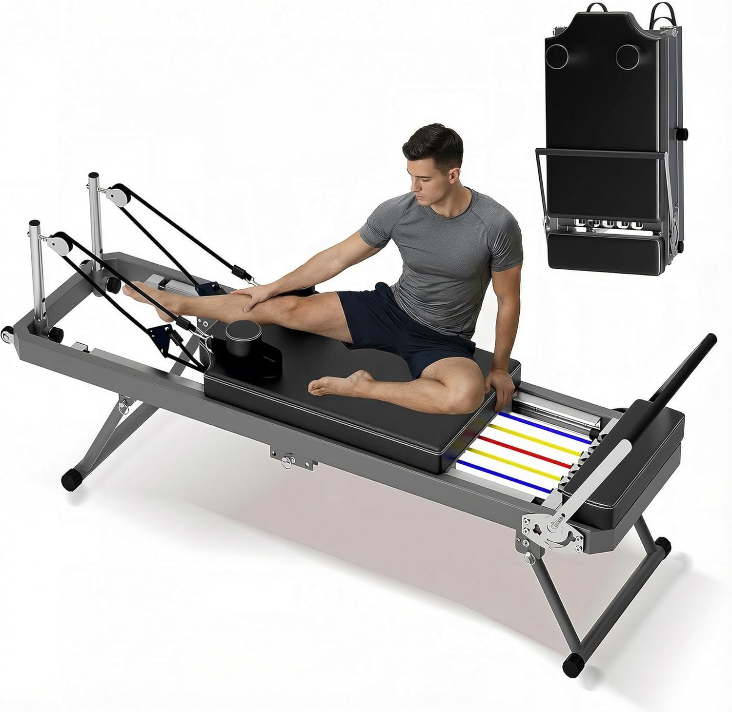 Casaphoria Pilates Reformer Machine, Foldable Pilates Equipment for Home Workouts with Springs and Cords, Pilates Machine for Home Use, Ideal for Beginners, Holds Up to 330 lbs