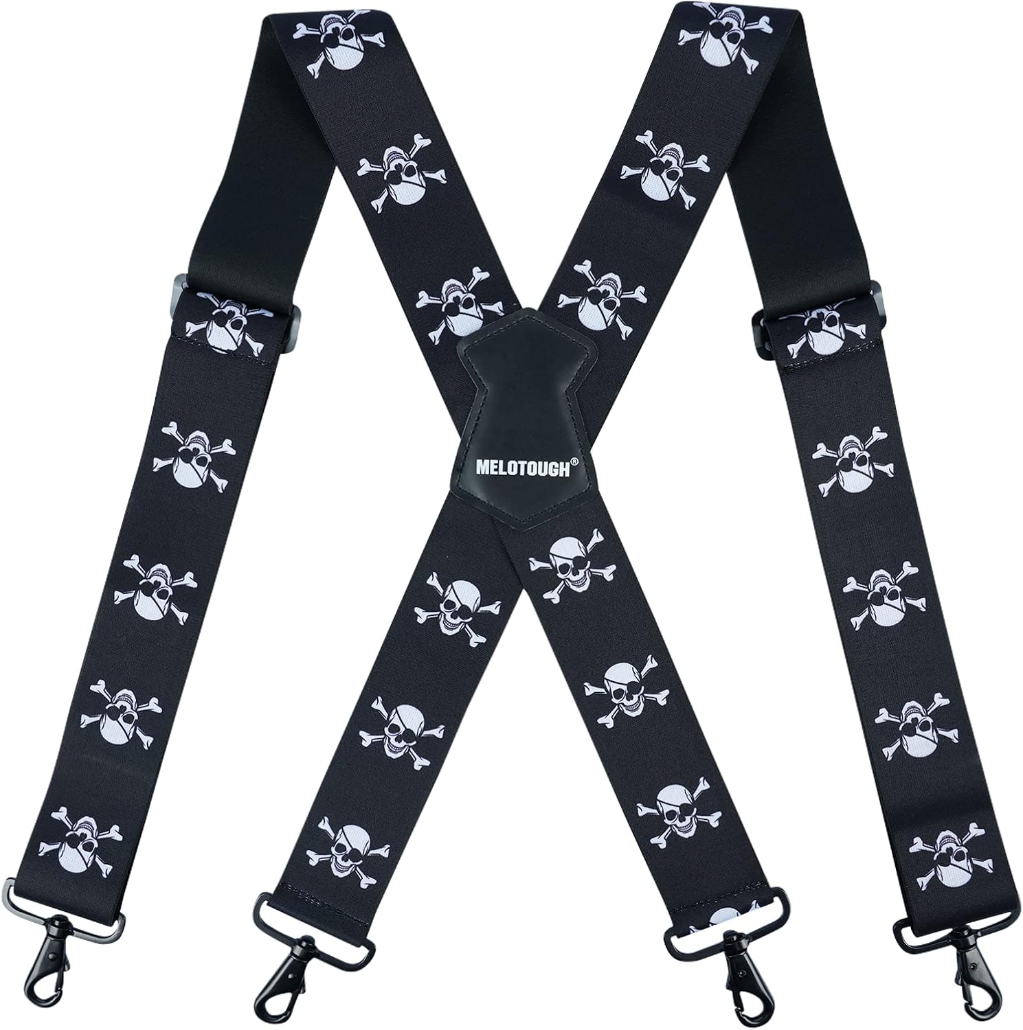 MELOTOUGH Men's Suspender 1.5/2 Inch Wide Suspenders Full Elastic X Back Suspender with Snap Hooks