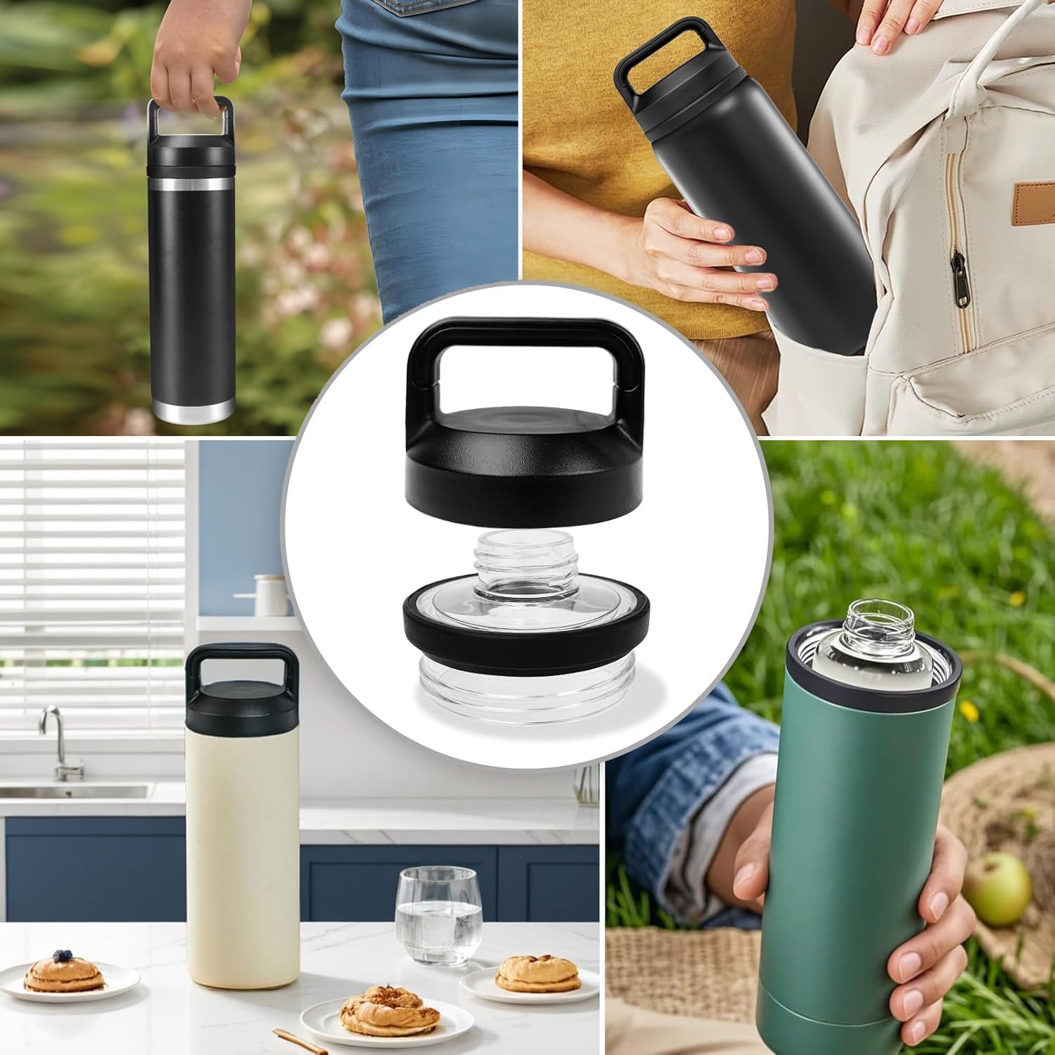 Replacement for YETI Lid Chug Cap Rambler Bottle, Screw Top Lid Replacement Fits for 18oz/ 26oz/ 36oz/ 64oz Cap Cover Water Bottle Parts Accessorie - Image 6