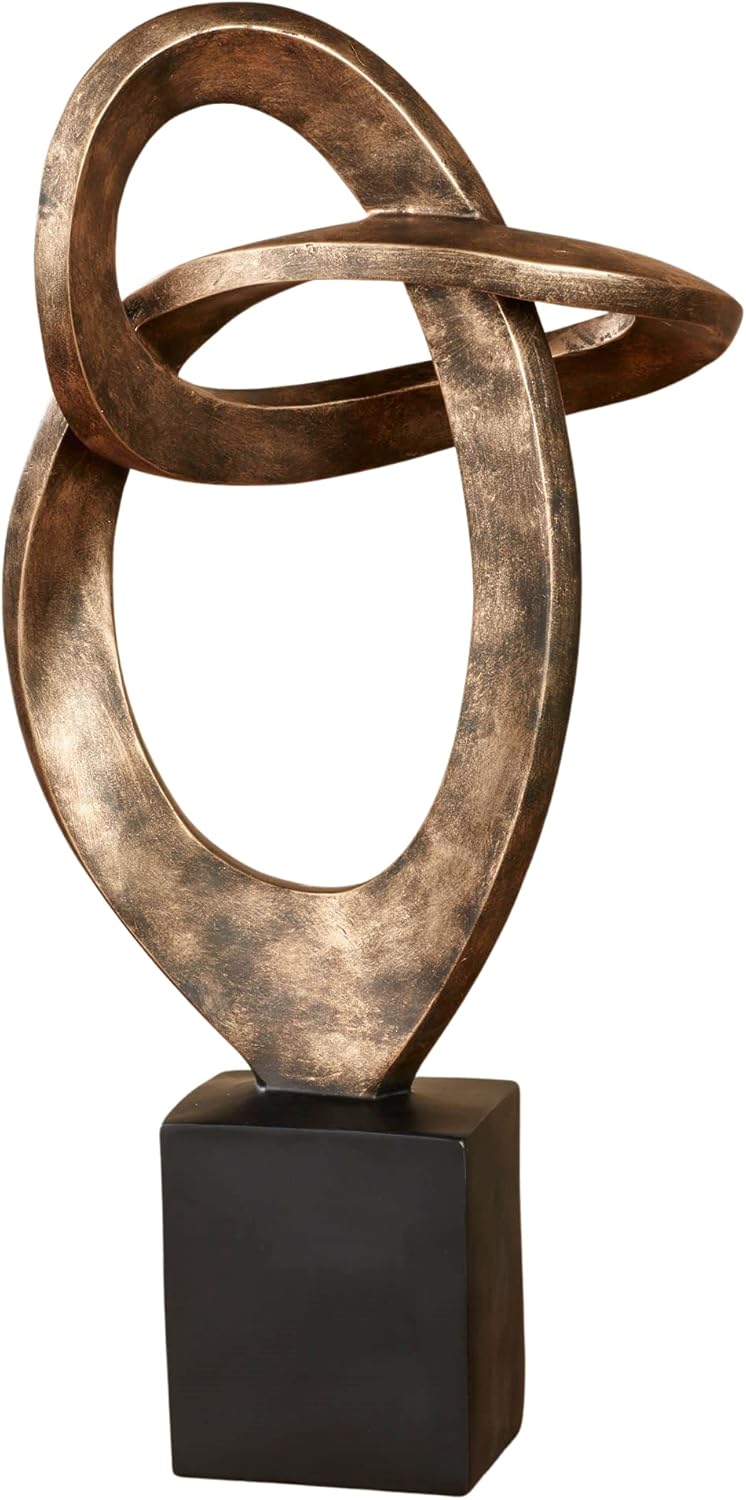 Touch of Class Eternal Love Abstract Table Sculpture Antique Gold - One Large Size - Modern Statue Decor for Desk, Shelves, Room - Contemporary Art Statues - Infinity Sculptures - 23 Inches High