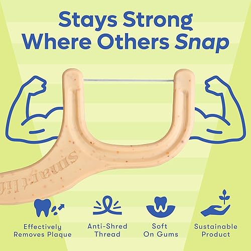 Miniatura 7 de SmartLifeco Púas de hilo dental ecológicas (100 unidades) – Hilo dental hecho con mezcla de trigo y paja, hilo superior antitrituración