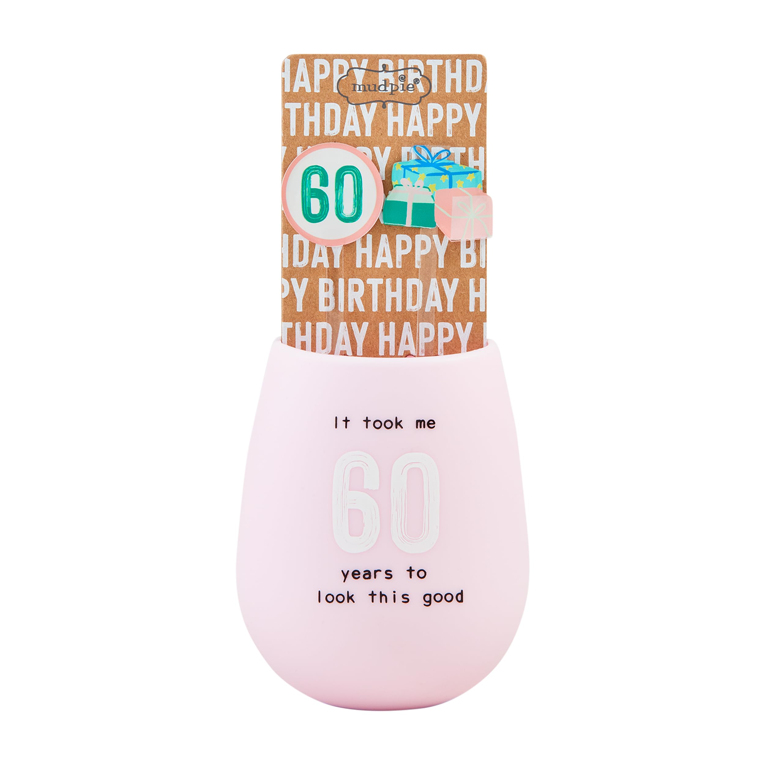 Service à vin en silicone pour 60e anniversaire, une idée cadeau originale avec son verre rose