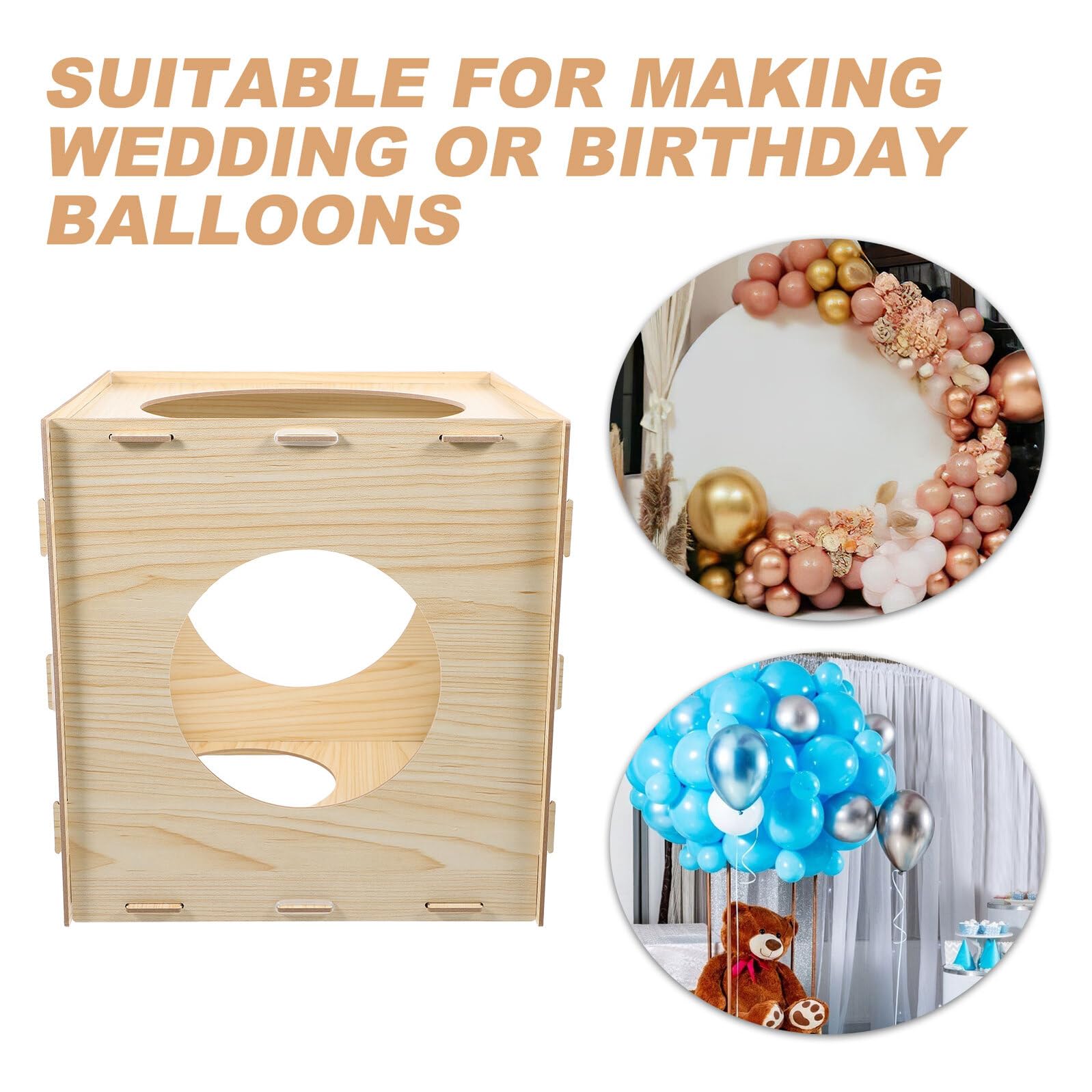 Holz Klassierkasten zur Messung von Ballongrößen mit 9 Löchern und Einfacher Bedienung für Hochzeit und Shower in Beige