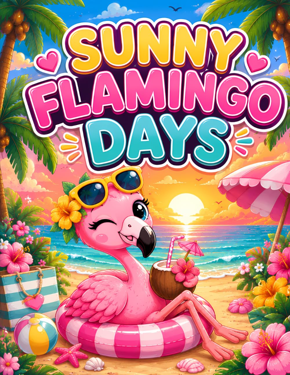 Sunny Flamingo Days: Cute Flamingo Coloring Book for Kids Ages 4–8 | Fun Happy Adventures and Easy Coloring Pages