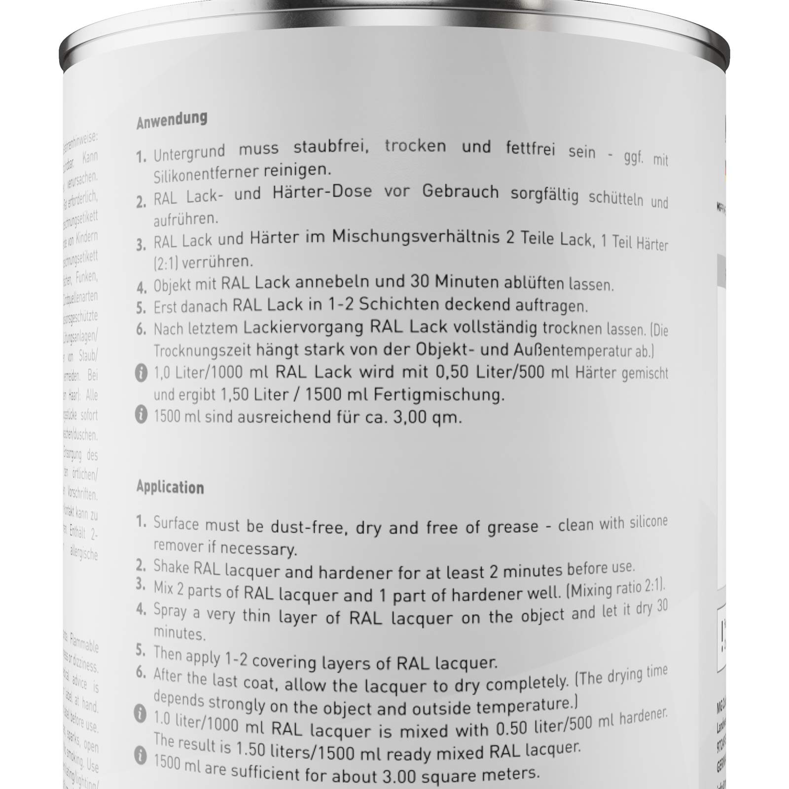 MG PRIME RAL 7016 Grigio antracite/Anthracite grey satinato Vernice acrilica 1,5 litri / 1500 ml in barattolo incl. indurente
