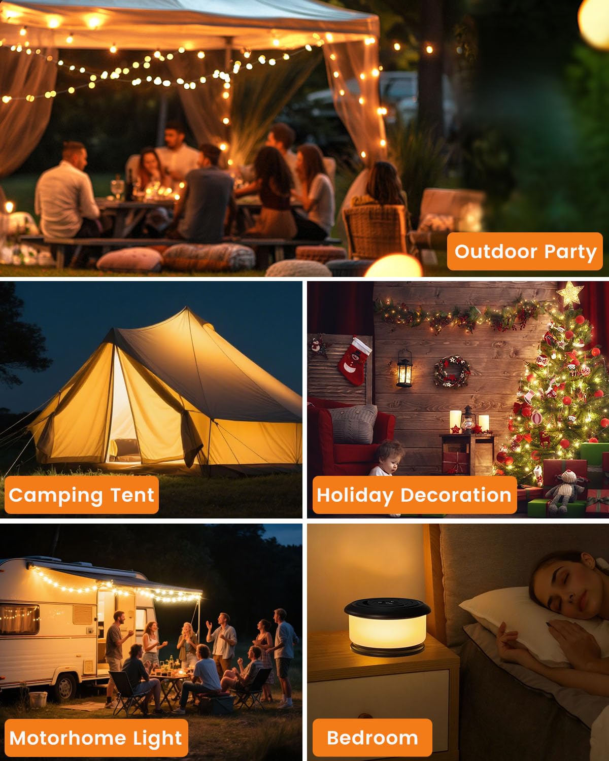 Einziehbare Lichterkette, 10 m RGB-Blitzlampe, wiederaufladbare LED-Seillichter, wasserdicht, tragbare Hängelaterne für Outdoor, Zelt, Terrasse, Baldachin