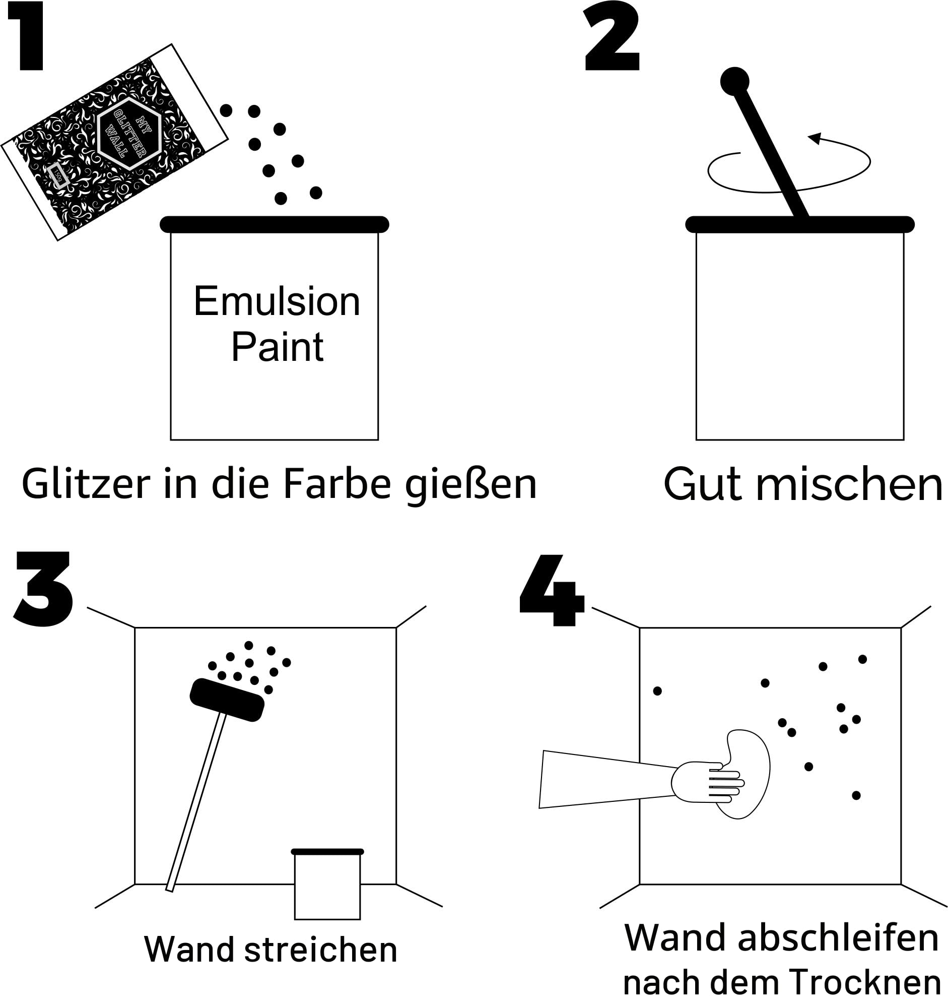 Varsany MyGlitterWall Glitzer für Dispersionsfarbe, 300 g, Glitzer für Wandfarbe zum mischen, Glitter Farbzusatz - perfekt für innen und außen