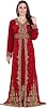 Kaftan for Women Georgette Red Abaya Kaftan Moroccan Hand Beaded Caftan Farasha Dubai Jalabiya Arabic Dress by ZARDOZI Art