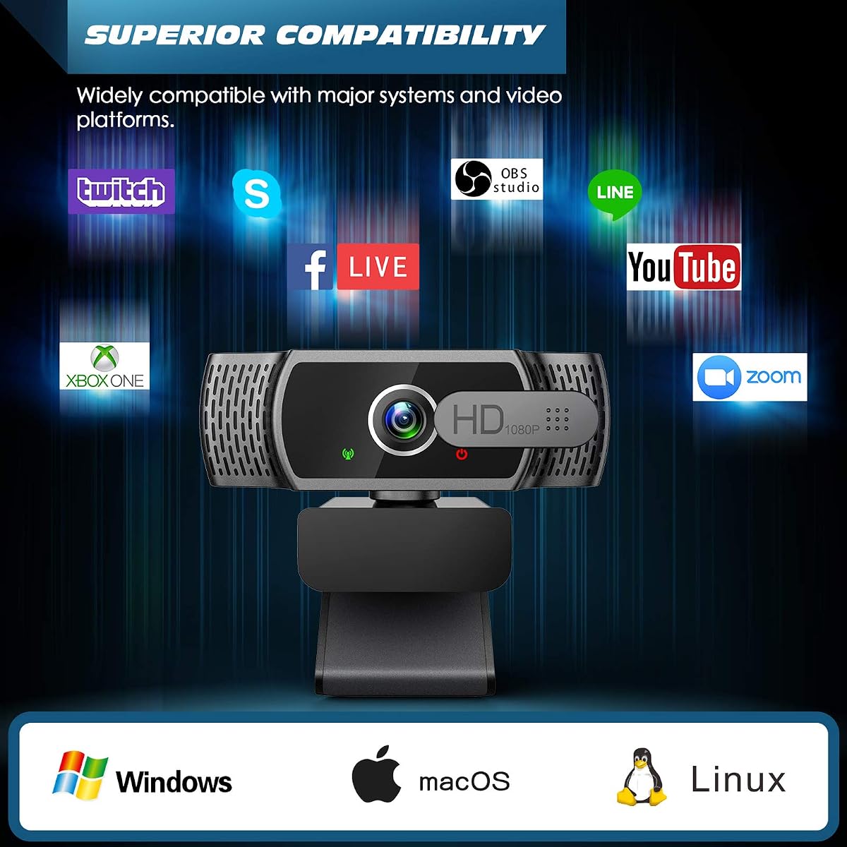 YIMONA Webcam for PC with Microphone - 1080P FHD Webcam with Privacy Cover, Plug and Play USB Web Camera for Desktop & Laptop — view 3