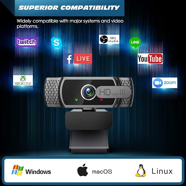 YIMONA Webcam for PC with Microphone - 1080P FHD Webcam with Privacy Cover, Plug and Play USB Web Camera for Desktop & Laptop - 3