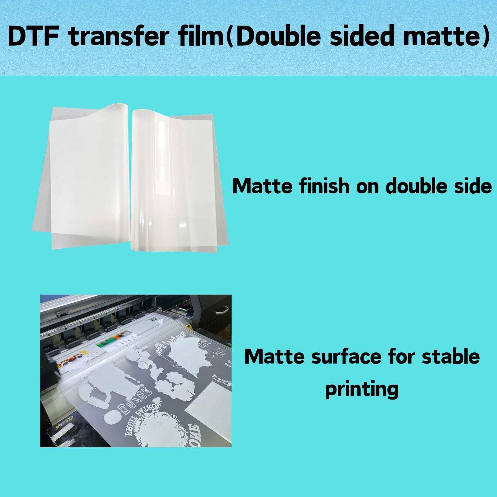 Pellicola di Trasferimento DTF A4 (21 x 29,7 cm), Carta Transfer DTF Trasparente Pet Opaca Bifacciale per Magliette, Tessuti, Vestiti, Cappelli (50 Fogli)