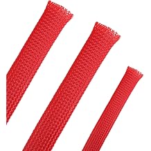 25ft PET Expandable Braided Cable Sleeve 5/8inch16mm Pet Braided Cable Sleeve for Audio Video Device Wire Automotive Wire Red