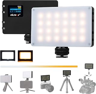 VILTROX 小型撮影ライト LEDビデオライト 補助照明ライト軽量 コンパクト RB08 ポータブルライト USB充電式 24球 2500K-8500K CRI 95+ ホワイトディフューザーとネジシュー付き 卓上照明/YouTube配信/...