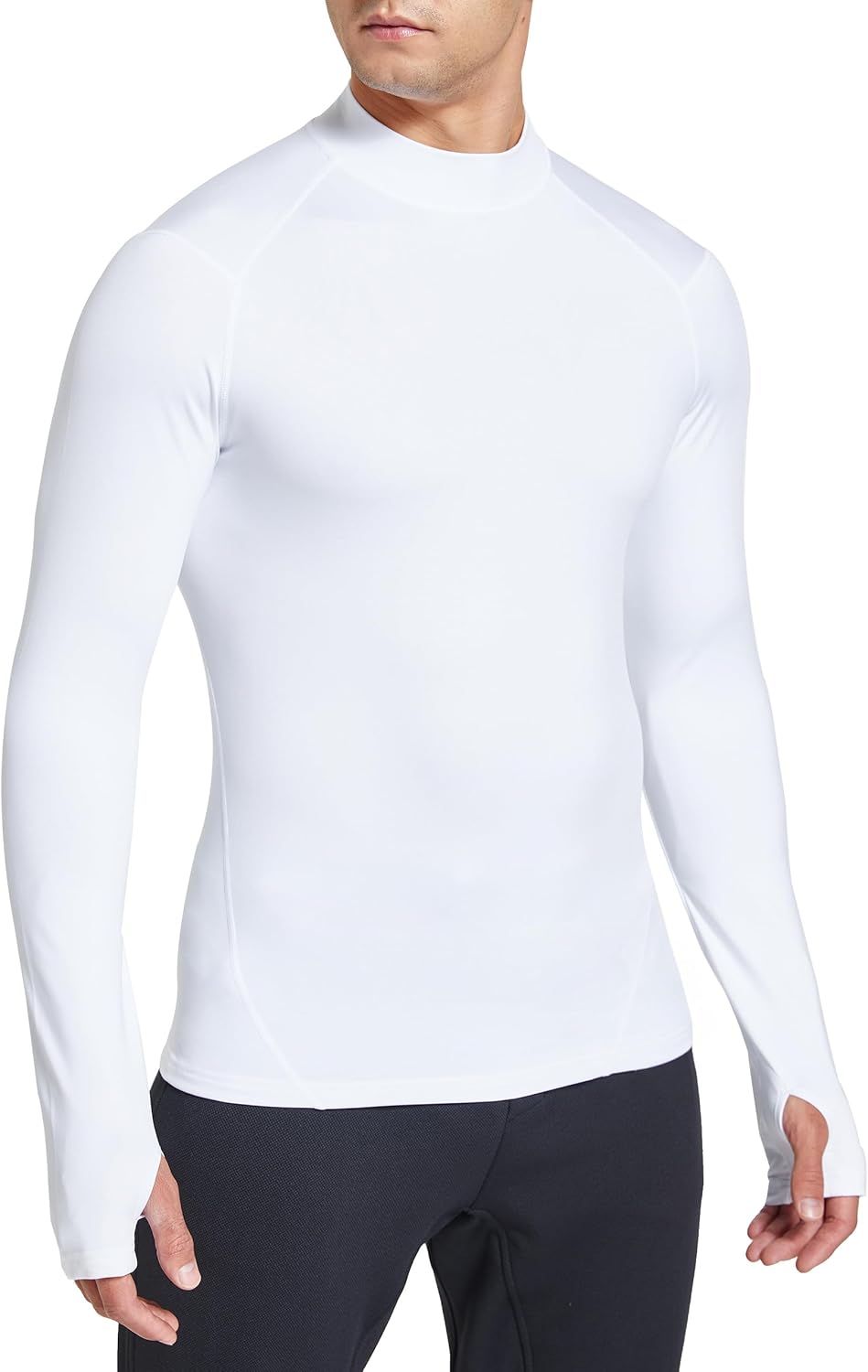 FitsT4 Sports Men's Thermal Shirt Fleece Lined Mock Neck Base Layer Tops - Image 2