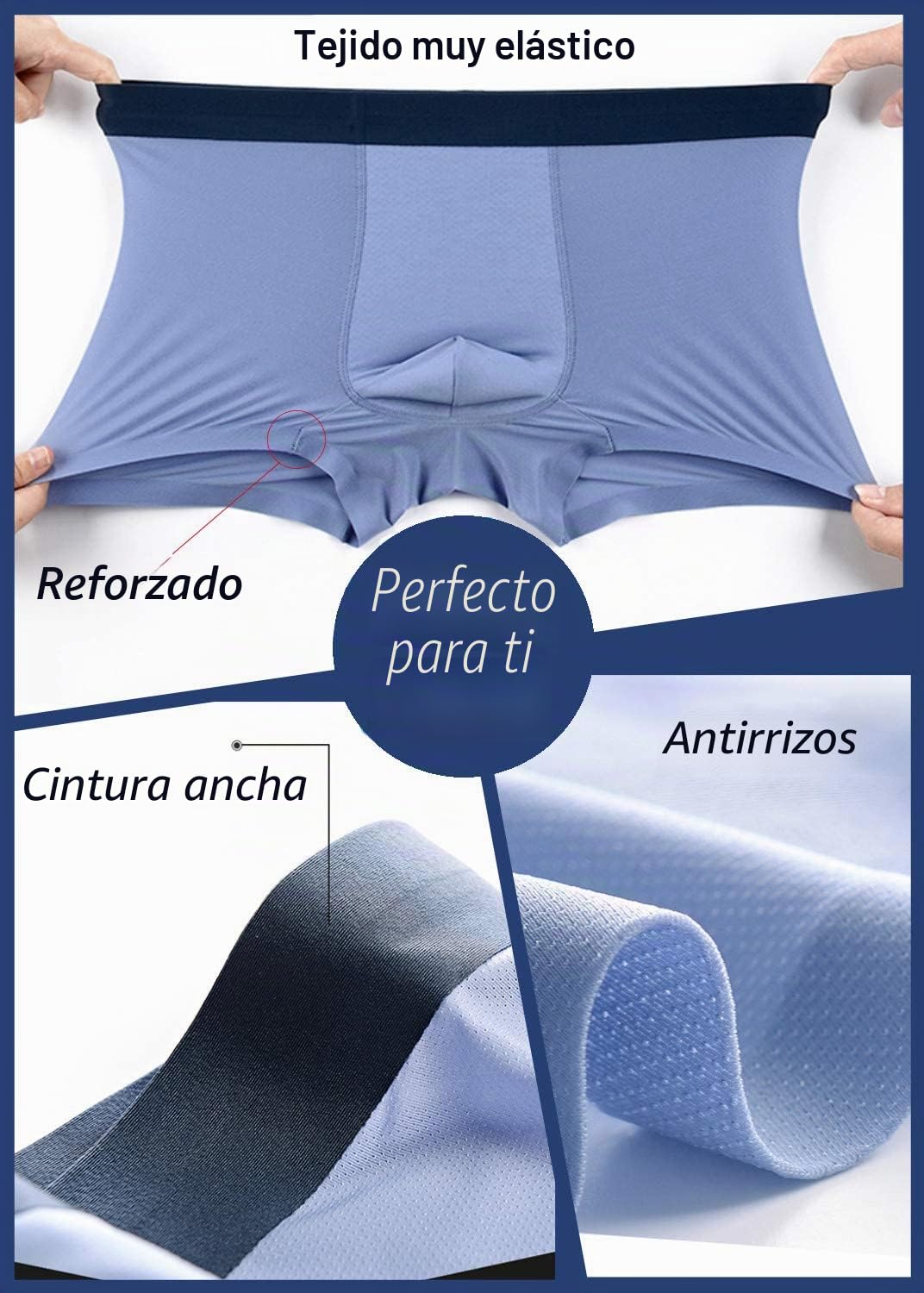 YUSHOW Calzoncillos de Malla de Seda de Hielo para Hombre Pantalones Cortos U Convexo Diseño Tridimensional Calzones Transpirables Transparentes