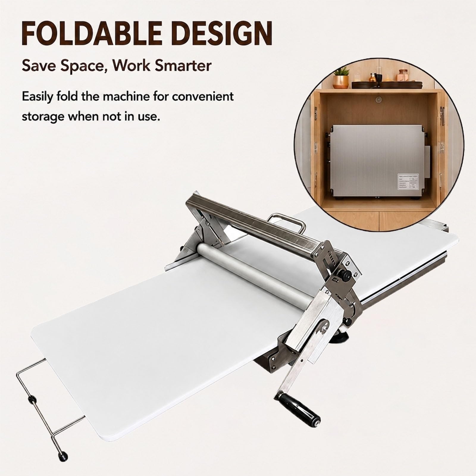 Laminadora Plegable para Masa, Laminadora Manual para Croissant y Masa Hojaldrada, Equipo para Panadería y Repostería Profesional(Commercial Bakery)