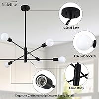 Vista 5 de Candelabros Sputnik negros de 6 luces, lámparas modernas, lámpara de mediados de siglo, lámpara colgante de longitud ajustable para comedor