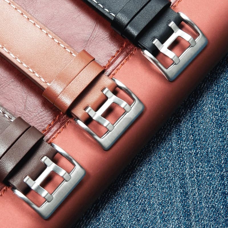 Bracelet de montre en cuir for, 22mm, chaîne marron foncé mat adaptée