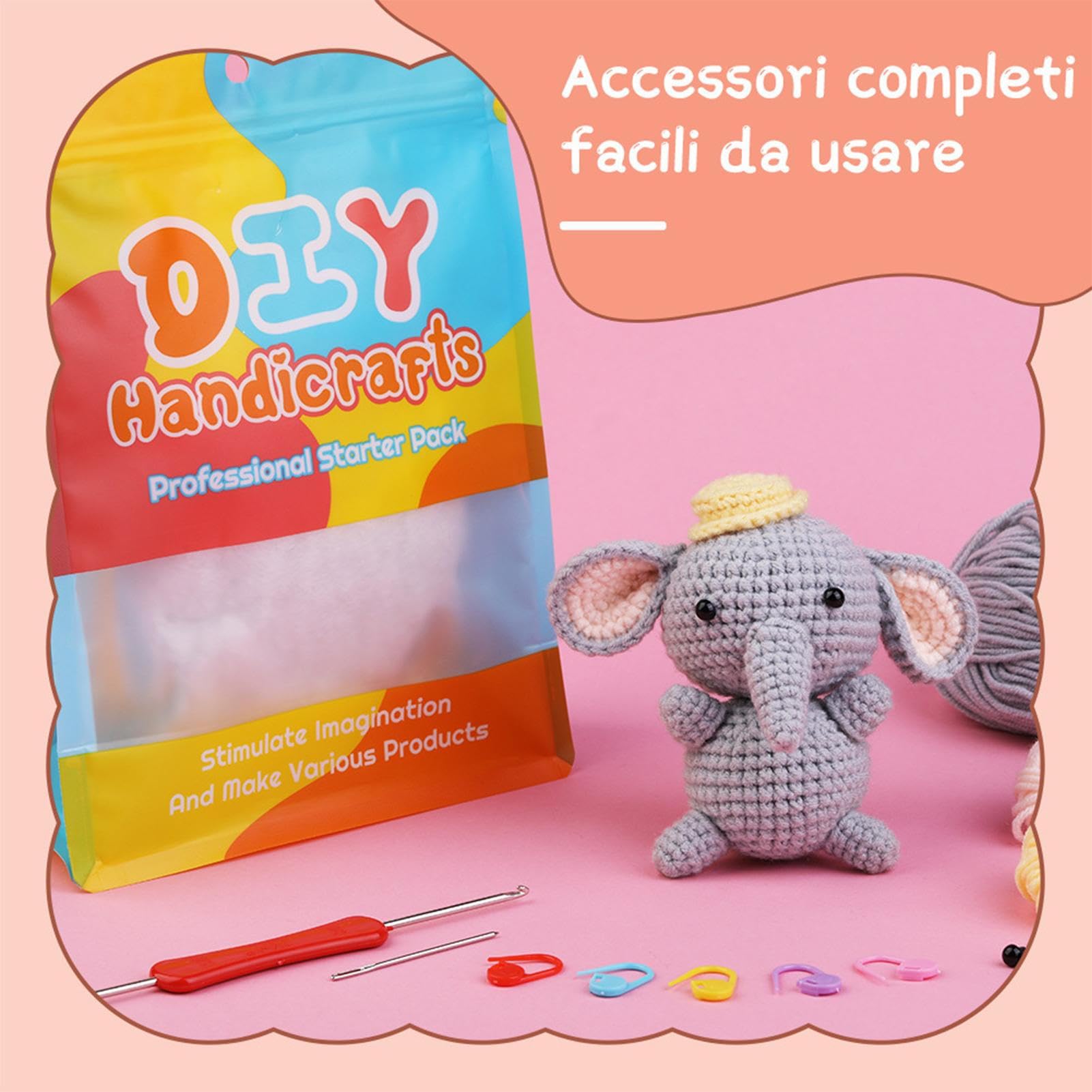 KIT ALL'UNCINETTO Dinosauri Kit Animali All'uncinetto Con Filato E Strumento All'uncinetto - 5