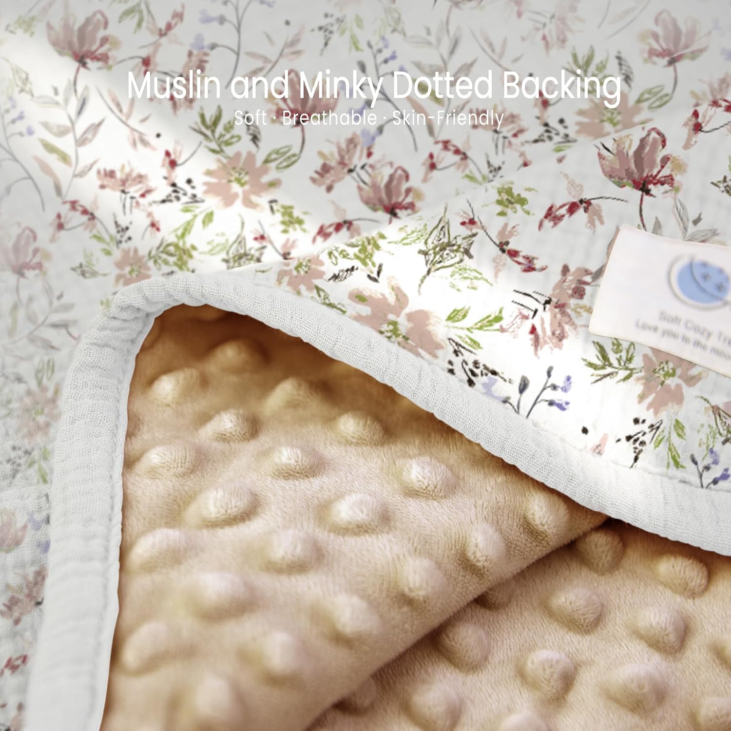 lulumoon Baby Blanket for Girls Floral: Soft Double Layer Minky Dot Backing - Warm Travel Stroller Blanket for Newborns 30"x40"(Floral)