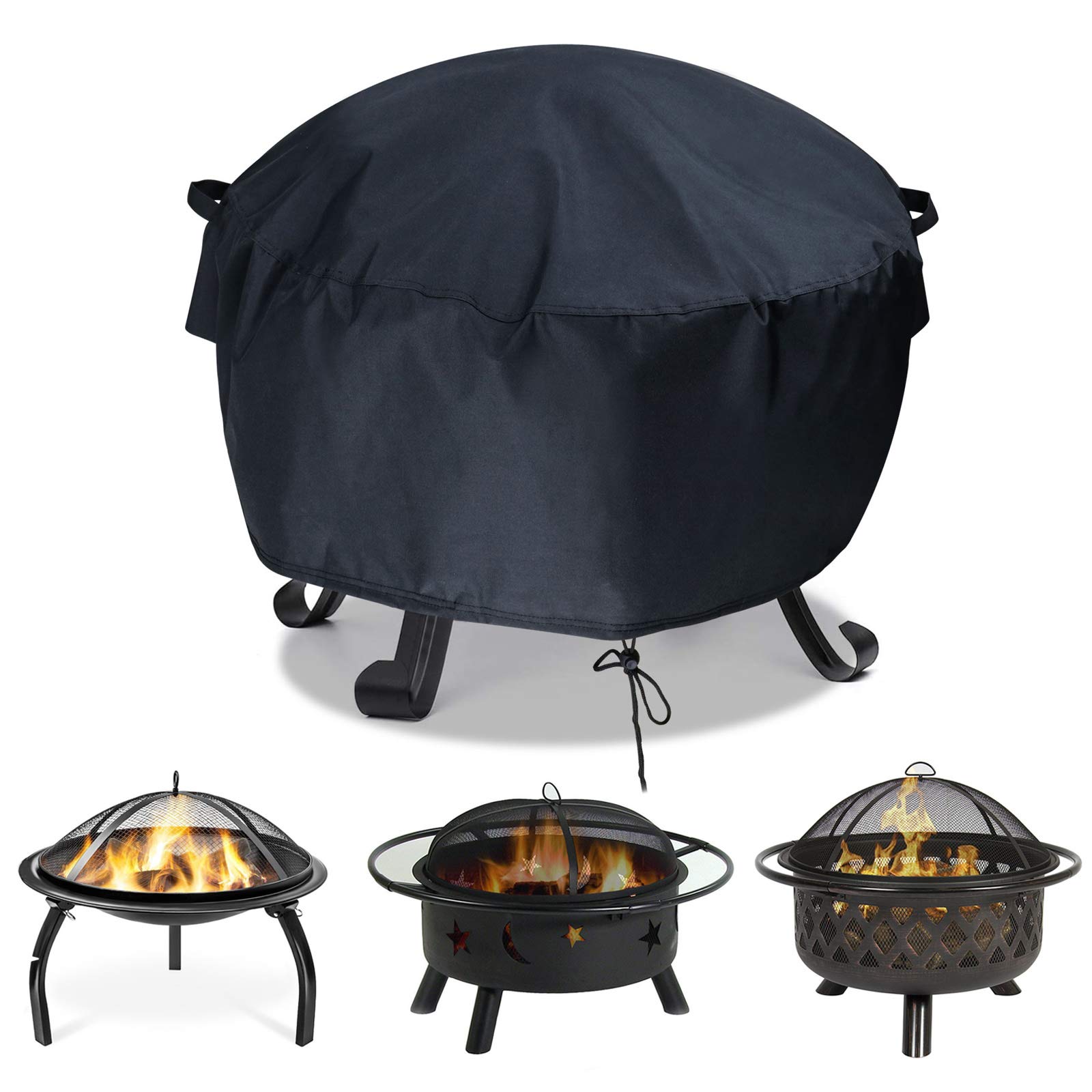 Iptienda Fire Pit Cover, 420D Waterproof Heavy Duty Round Patio Fire Pit Cover Outdoor Fire Pit Cover-127x61cm