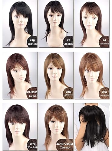 Miniatura 2 de Parte lateral recta con clip en la frente con flequillo para mujeres con cabello fino 99J # vino tinto