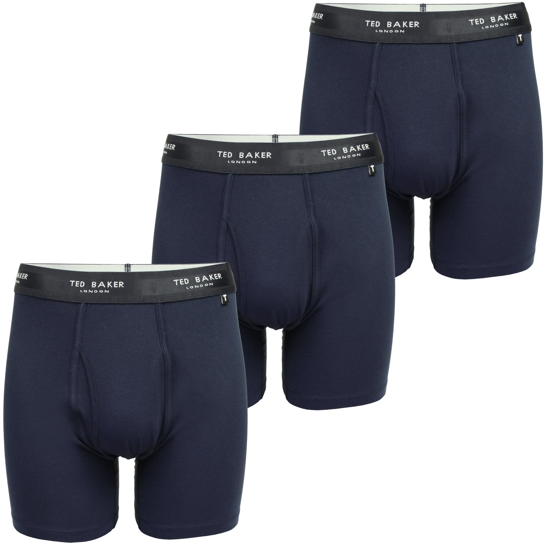 Ted Baker Mens Boxers Brief, Cotton, 3-Pack, (TBB01), Navy, L