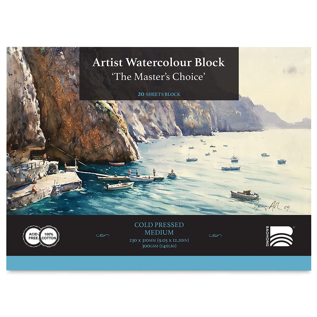 Baohong : Profi: Aquarellpapier aus reiner Baumwolle, 300 g/m², 20 Blatt, 23 x 31 cm, mittelgroß