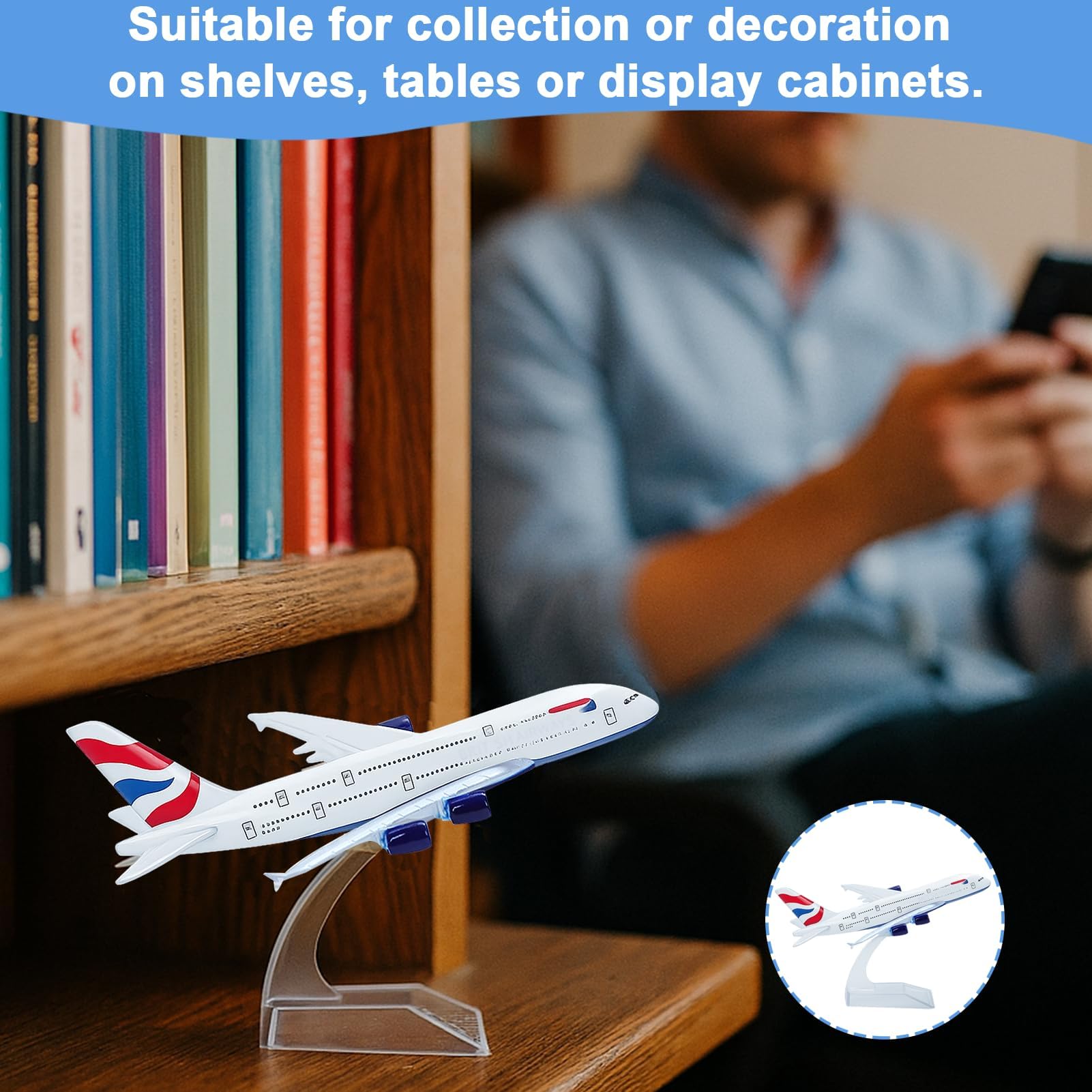 1 PCS 1/400 Scale Plane Model, A380 Model Plane, British Airways Planes Diecast Metal Airplane with Stand, Alloy Aircraft Toy Planes for Kids Aviation Enthusiasts, Collectible Display Decoration Gift - Image 4