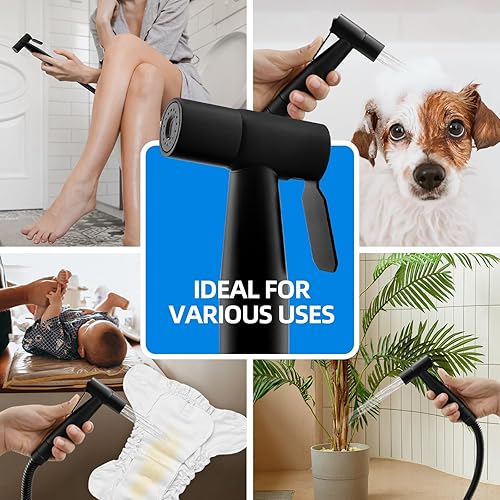 Miniatura 2 de Arofa Pulverizador de bidé negro para inodoro, rociador de chorro de mano ajustable a presión de agua musulmana con manguera de bidé, grifo de bidé