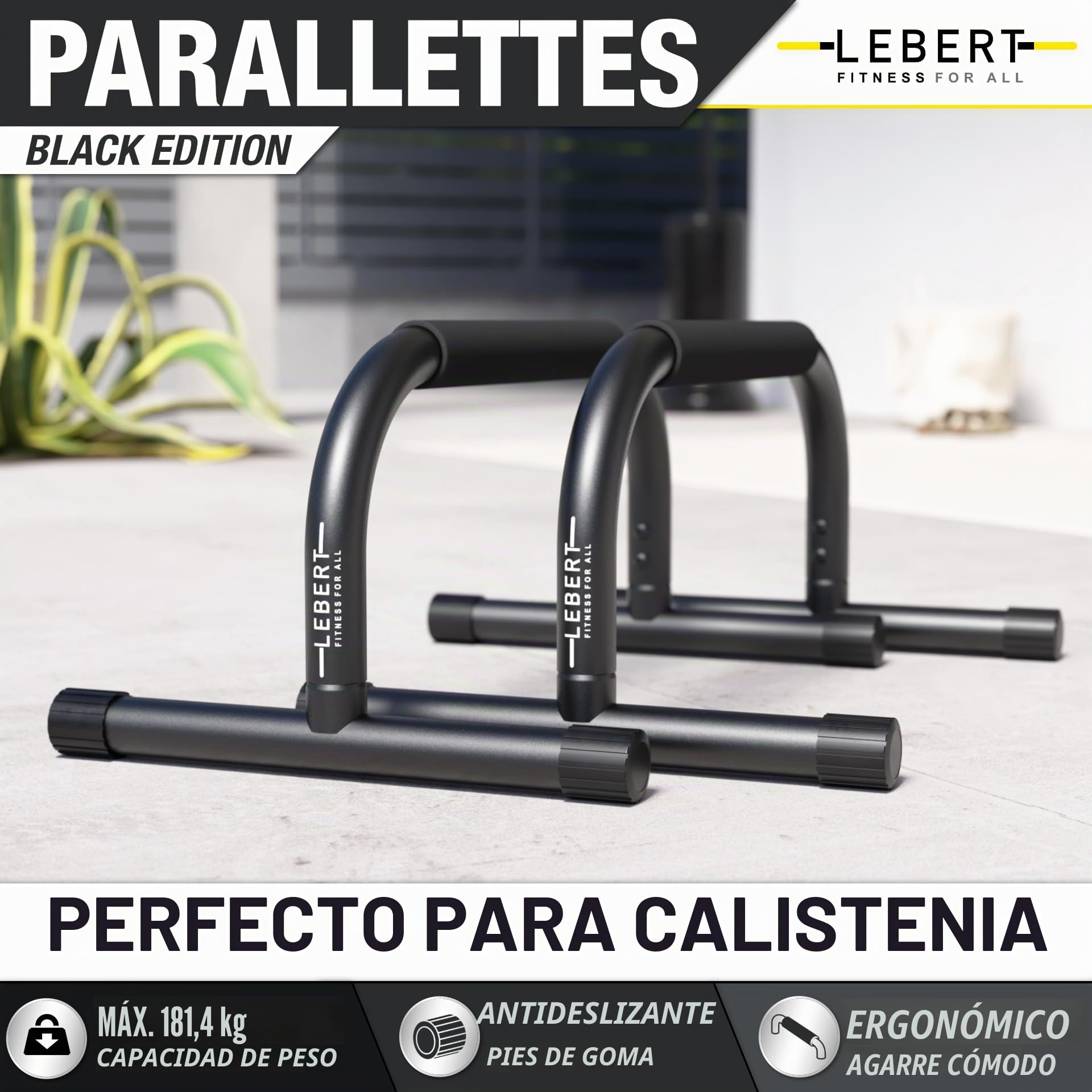 Lebert Fitness Paralette Push Up Bar Dip Station Stand - Perfecto para el hogar y el garaje Gimnasio Equipo de Entrenamiento - Gimnasia, Calistenia, Entrenamiento de Fuerza Barras Paralelas para