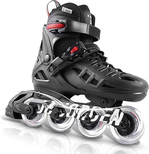 Miniatura 8 de Patines en línea para niños y niñas, 4 tamaños ajustables con ruedas en línea y ruedas completamente iluminadas para mujeres y hombres, carcasa