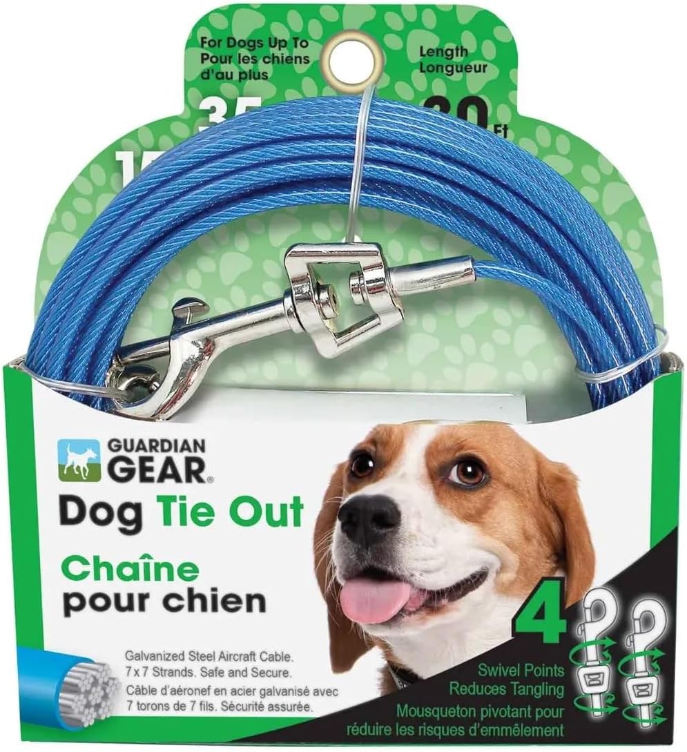 Dog Tie Out Strong Blue Vinyl Coated Outdoor Cable