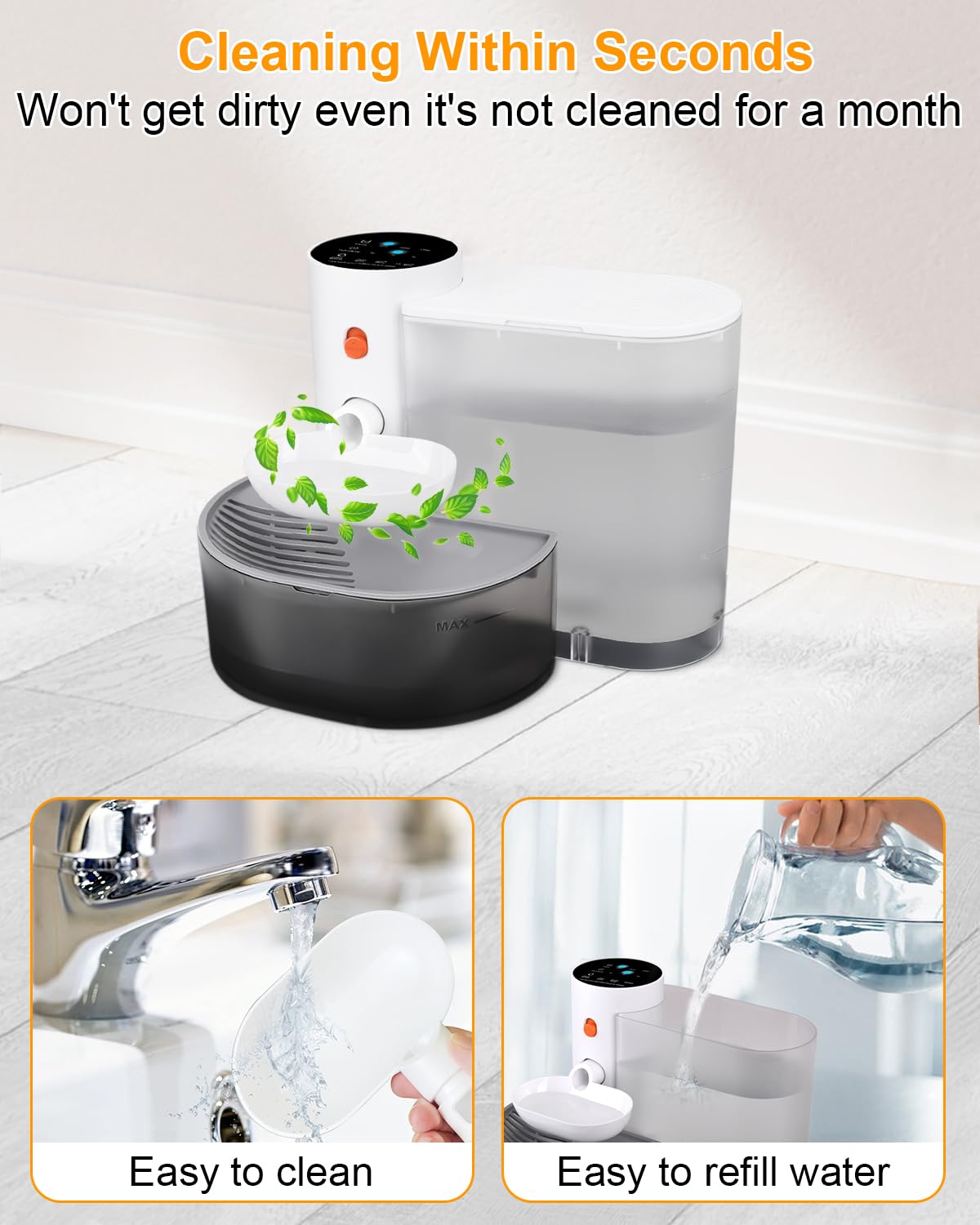 Fuente de agua inteligente para mascotas, fuente de agua para gatos sin filtro, fuente de agua ultra silenciosa de 3L/2,891.7 g, diseño de separación (incluye una alfombrilla de silicona para
