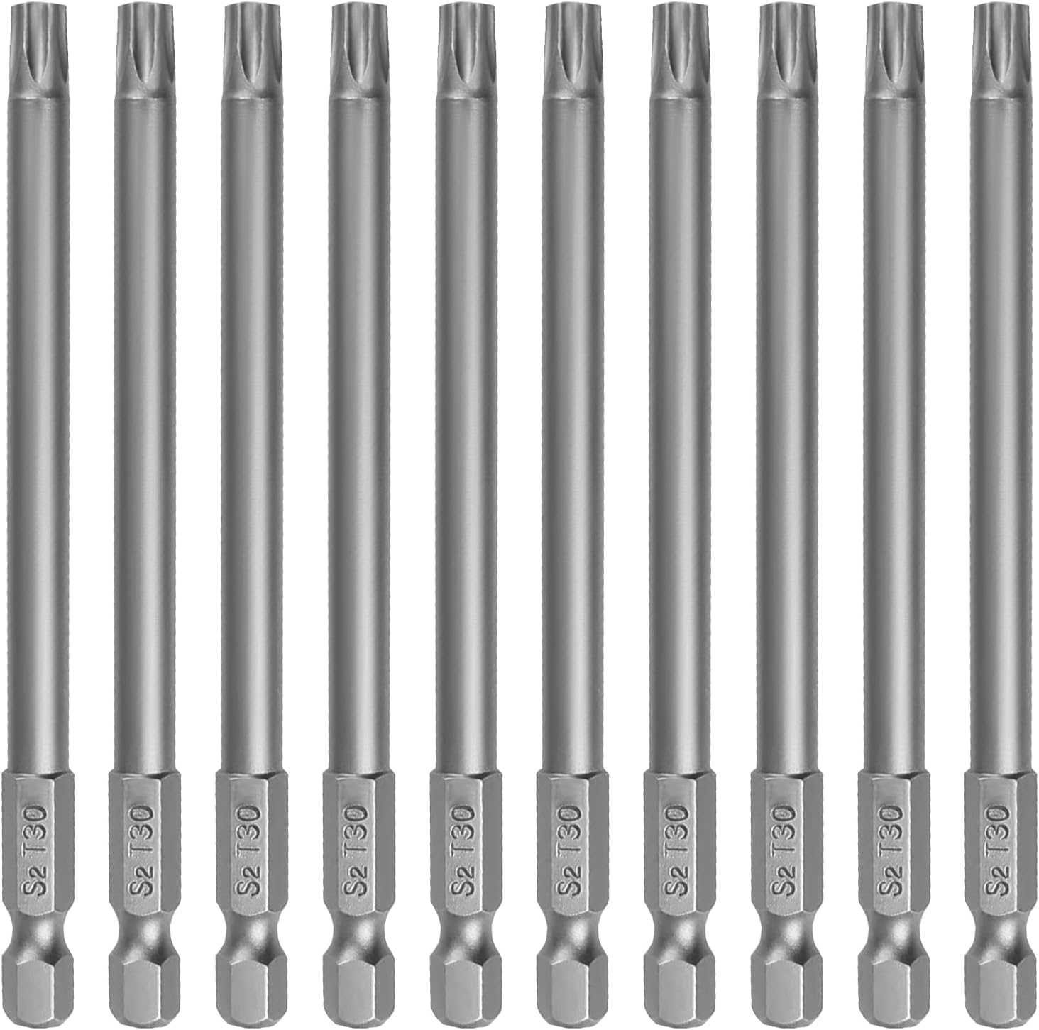 VESTTIO T30 Security Torx Bit Set, Tamper Proof Star Bits Set, Drill Bit Set, 10PCS, 1/4 Inch Hex Shank, 4 inch Length, S2 Alloy Steel, for Power Screwdriver Impact Driver, with Storage Case
