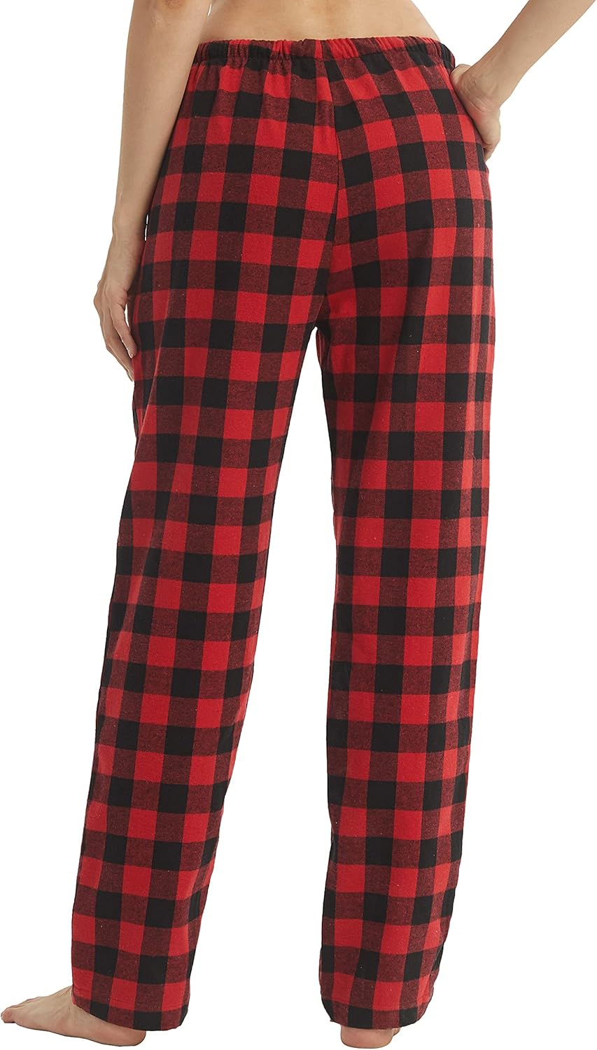 Flannel Pajama Pants Women with Pockets & Drawstring Comfy Plaid Lounge Pants Casual Stretch Cotton Sleepwear Bottoms Soft Pj - Image 3