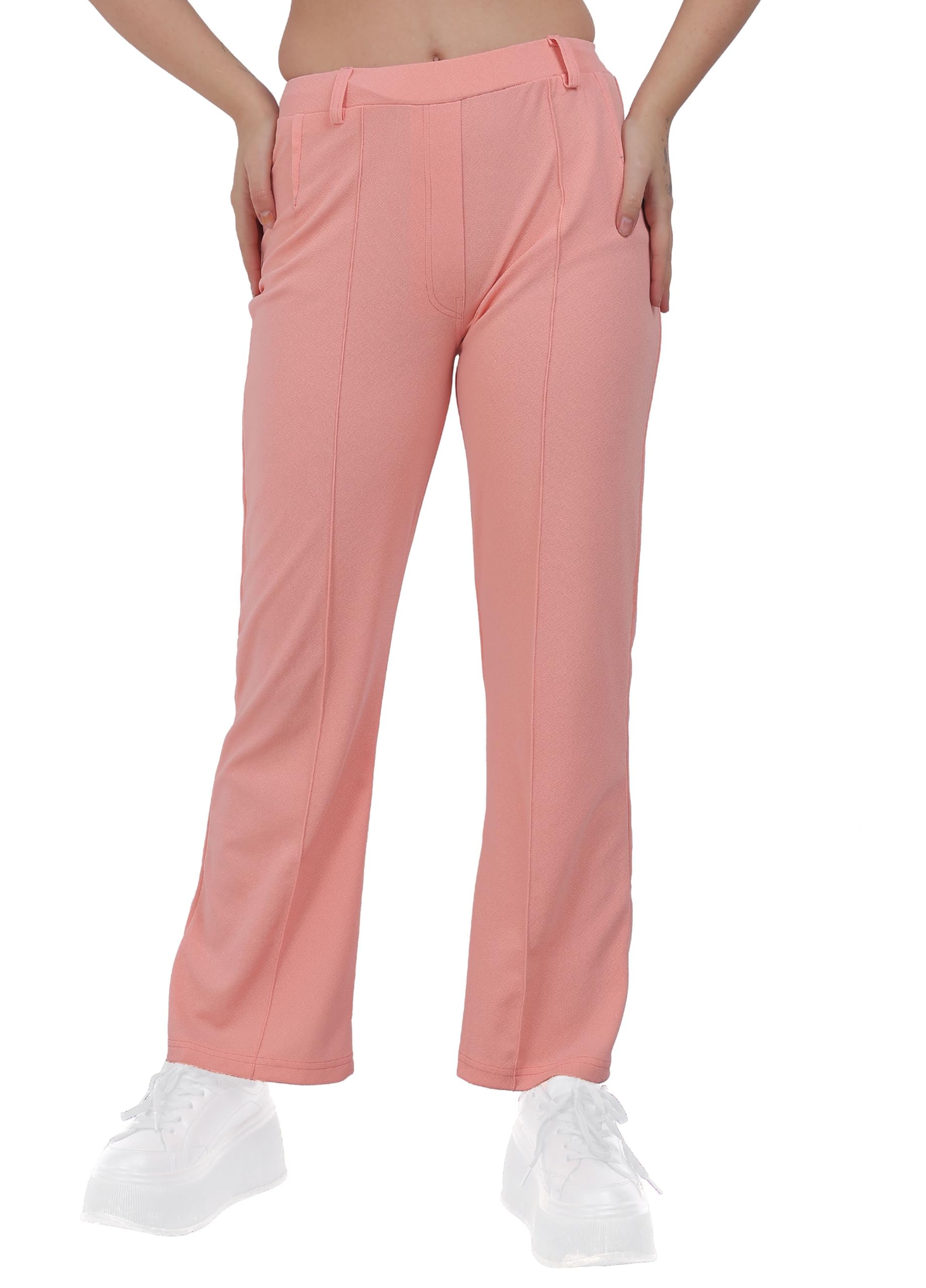 STARLATH Girls Mid Rise Pants And Trousers For Daily Routine Multicolors Pants, Soft Lycra Stretchable Active Pant For Yoga Running Sports Activites Combo (Pack Of 2) (11-12 Years, Sky-Blue, Peach) - Image 3 thumbnail