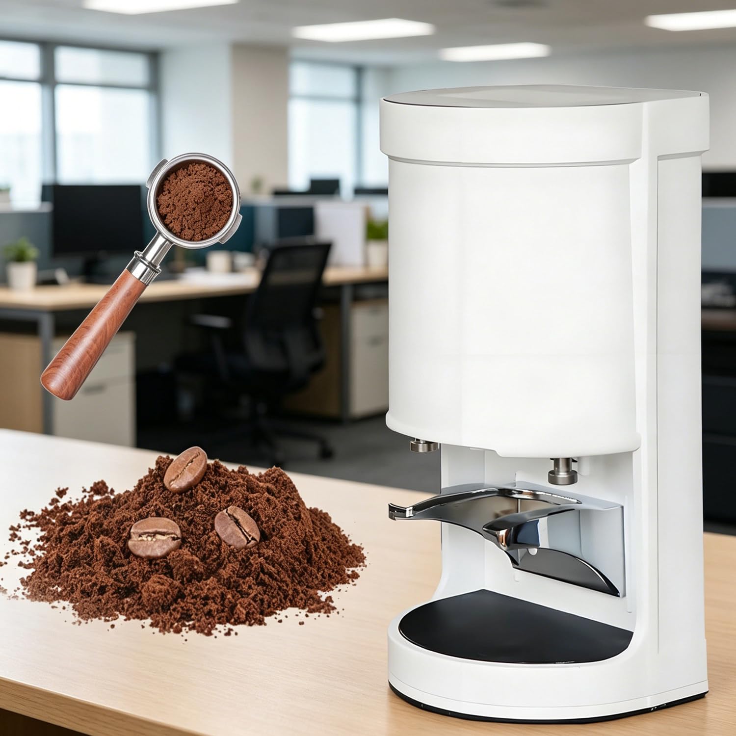Pressino Elettrico per caffè Professionale,58 Mm,Intervallo di Pressione 5-30Kg,1-3 Pressature Regolabili,con Sensore Automatico,Adatto per Bar,Cucine di Hotel E Ristoranti White-Flat