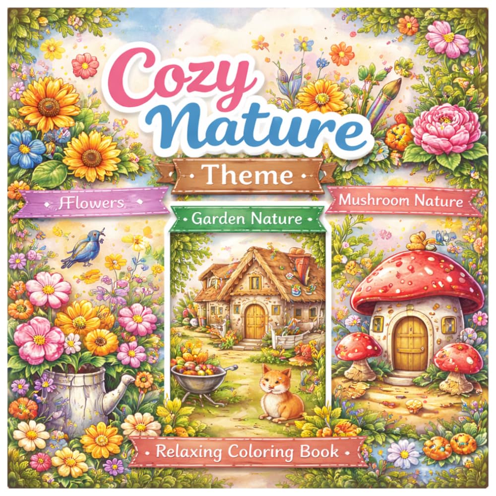 Cozy Nature Coloring Book: Cute & Relaxing Nature Scenes for Stress Relief, Mindfulness, and Fun