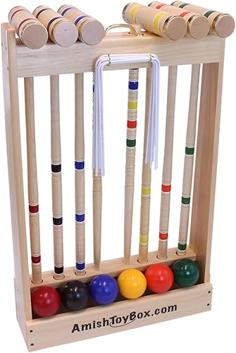 Miniatura 10 de AmishToyBoxcom Juego de croquet de madera de arce de lujo 6 jugadores