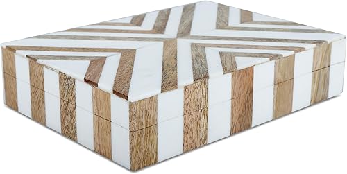 Miniatura 9 de Handicrafts Home - Caja decorativa y organizadora de madera, hecha a mano, con tapa, caja de recuerdo para decoración de hogar, joyas, accesorios y