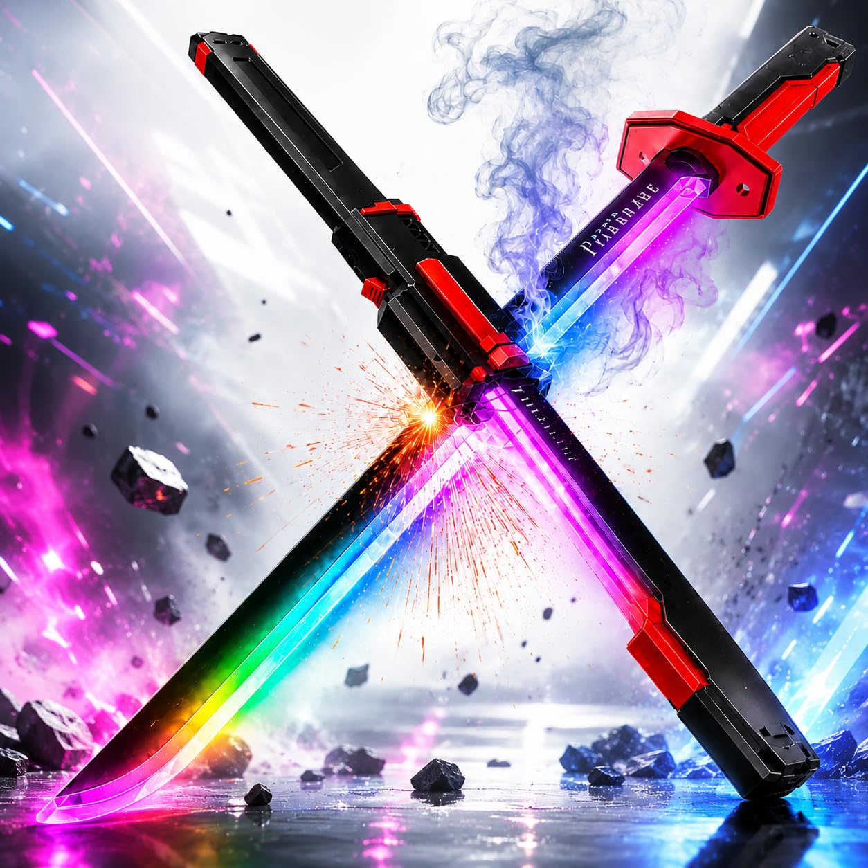 Storio Neon Spark Blade Sword Toy with LED Lights, Sound Effects, Hit Sensor & Fog Effect, Type-C Rechargeable Light Up Sword, Role Play Educational Toy for Kids Boys Girls-image-11