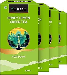 Lemon Honey Green Tea, 100 Tea Bags (Pack of 4) | Honey Lemon – Green Tea Bags 100 pcs | Flavoured Green Tea Bags | 400 Tea Bags