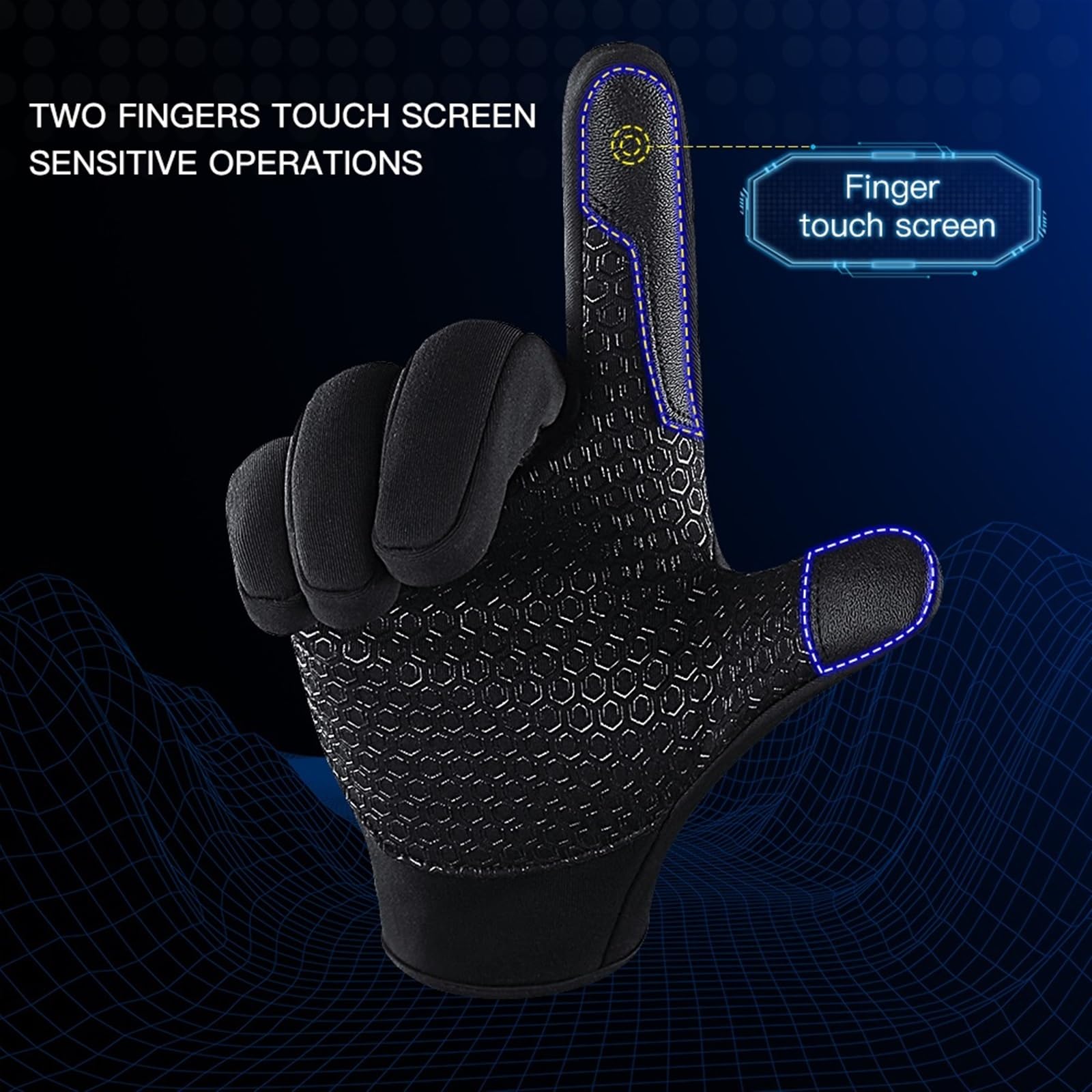Guantes de ciclismo invierno for hombres y mujeres, impermeables, fríos, for snowboard, motocicletas, conducción, cálidos, con pantalla táctil cremallera Guantes de Punto para Hombre