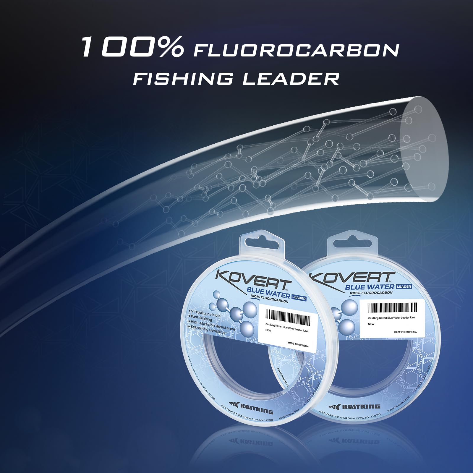 KastKing Kovert Blue Water Fluorocarbon Leader Fishing Line, 40LB, 50Yds