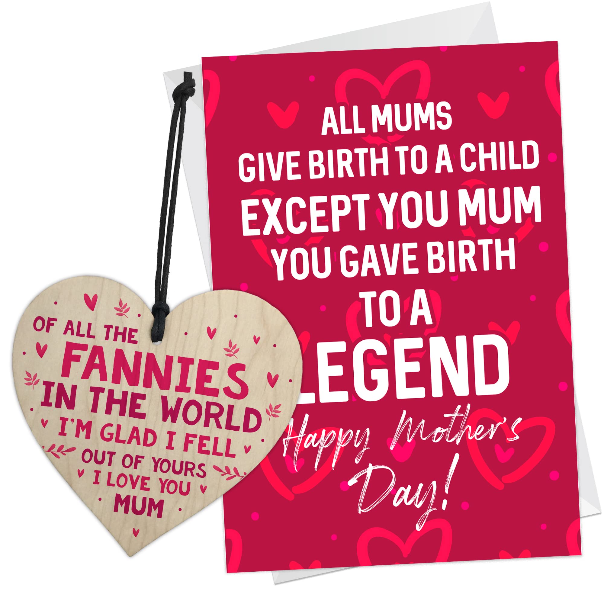 RED OCEAN Funny Mothers Day Card And Heart - Novelty Mother's Day Gifts For Mum - Mothers Day Gift From Son And Daughter - Funny Gifts For Mum