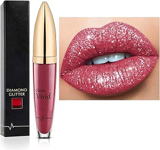 18 Color Diamond Shiny Long Lasting Lipstick, Waterproof Not Stick Cup Matte Diamond Shimmer Lip Gloss Diamond Shining Lip Glaze Gloss Vivid Beauty Makeup (15)