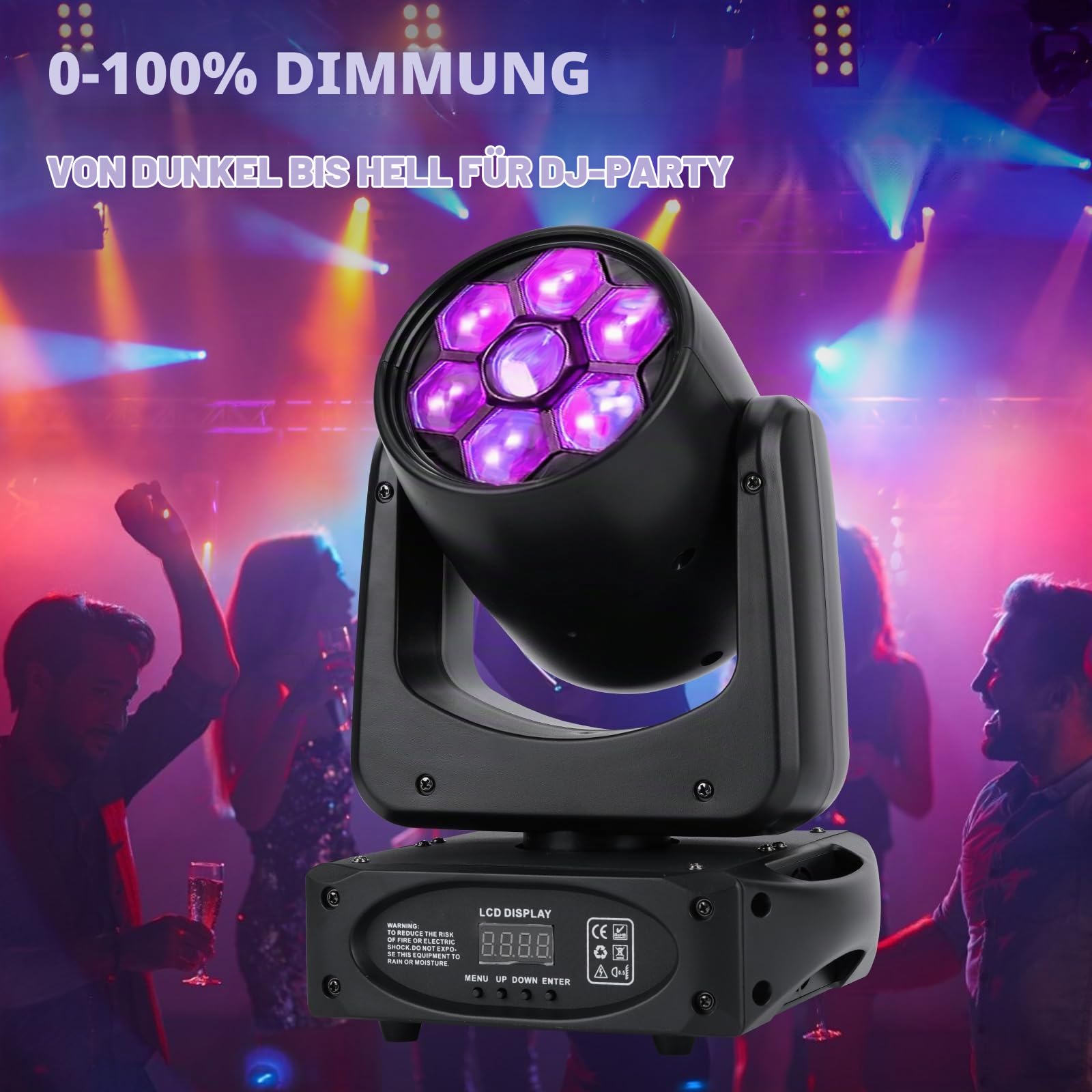 ZKYMZL 150W LED-Bühnenlichter, Bienen-Augen-Design, 3 Prismen, bewegliche Lampenköpfe, 8 Gobos, 8 Farben, 15 Kanäle, LED-Strobe-Lichter, DMX512-Steuerung für Club, Party, Hochzeit.